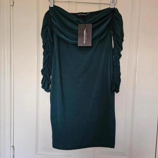 PRETTY LITTLE THING Emerald Green Plunge Lace Open Back Midi Dress 12 Party  26.70 - PicClick UK