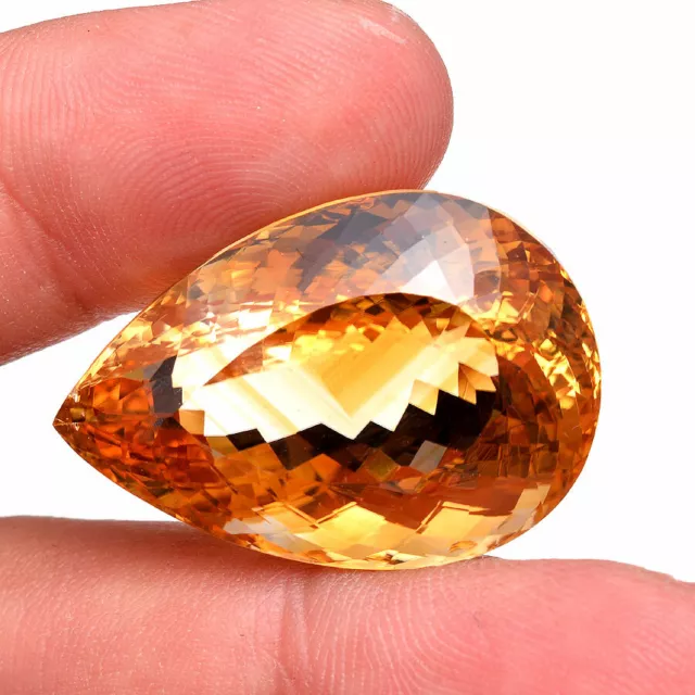 VVS 63.00 Cts Natural Citrine AAA Golden Yellow Pear Cut Huge Gemstone~Certified