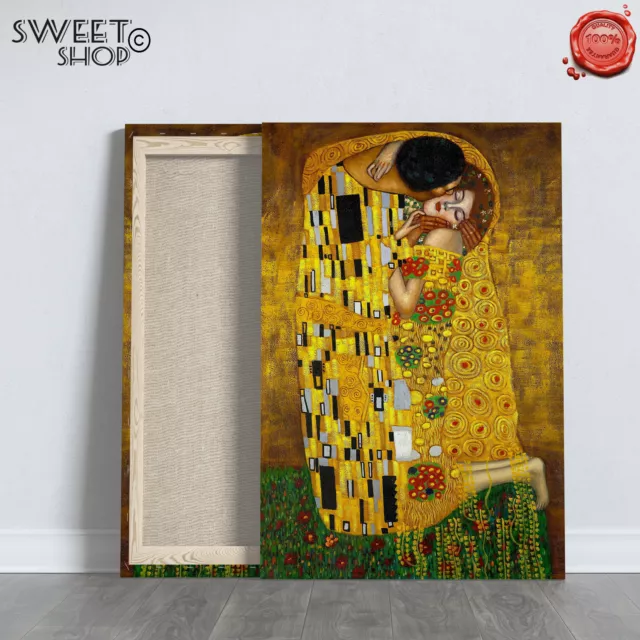 THE KISS Gustav Klimt IL BACIO Stampa su Tela ALTA'QUALITA' QUADRO ARTE RIPRODUZ