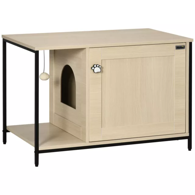 PawHut Mobile per Lettiera Gatti Legno e Acciaio con Anta Magnetica 80x48x55cm