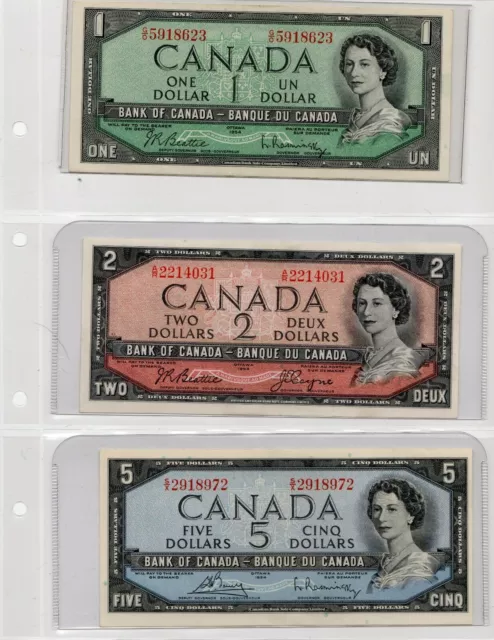 💎Complete Set💎of 8, 1954 Canadian Banknotes 💵With Extra notes💵