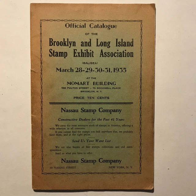 1935 Brooklyn & Long Island Stamp Exhibit Association Official Catalogue