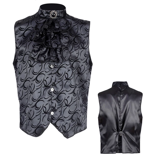 Gilet Vampire Gotico con Jabot S-M 48-50 Gilet Steampunk con Colletto Volante Uomo