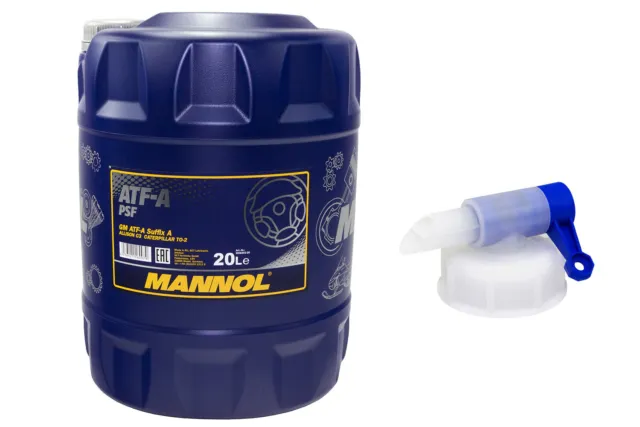 20 Liter MANNOL Hydrauliköl ATF-A PSF Hydraulik Öl Oel Fluid Oil + Auslaufhahn