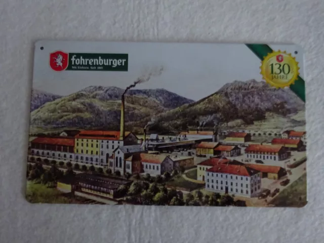 Fohrenburger mit Einhorn Bier Blechschild Brauerei 130 Jahre seit 1881