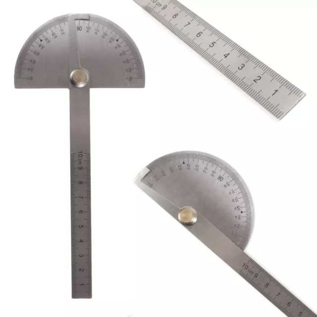 PROTRACTOR RULER 180 DEGREE Stainless Steel 100mm Arm Measure Ruler Angle Gauge