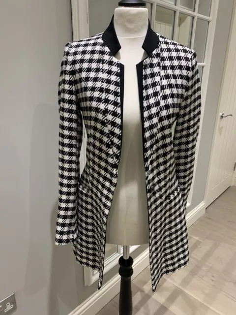 SIZE XS ZARA Dogtooth Long Collarless Blazer Jacket 14.35