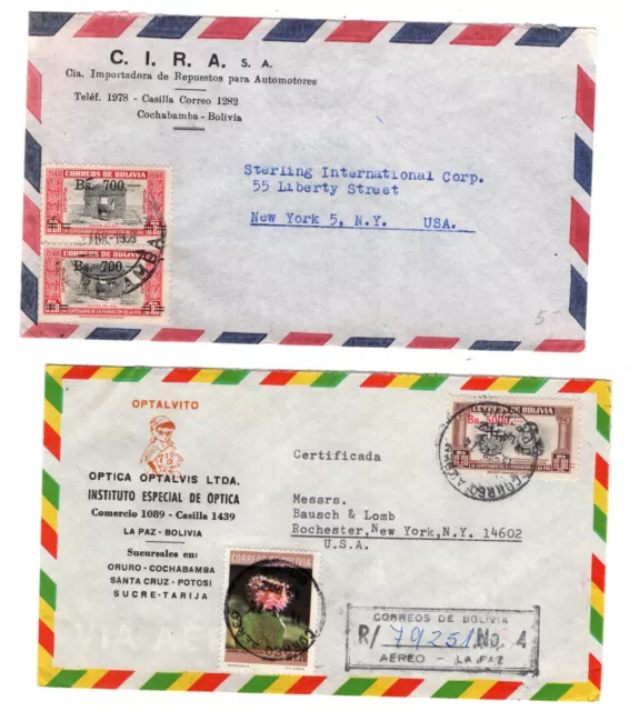 Bolivia 2 cubiertas de correo aéreo sellos revalorizados