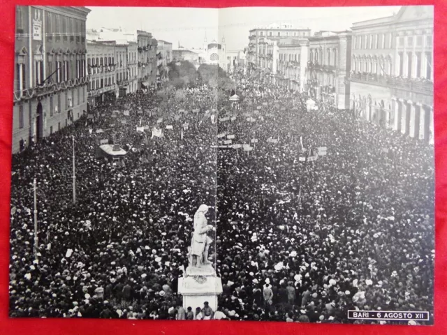 Stampa Fotografia del 1934 Il Duce Mussolini a Bari il 6 Agosto