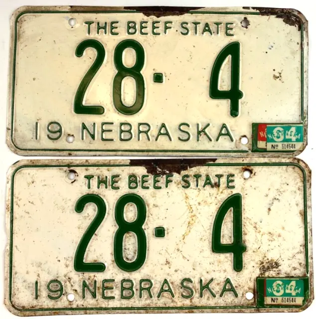 Nebraska 1964 Car License Plate Set Vintage Garage Decor Hamilton Co Collector