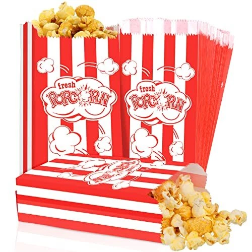 300 Pieces Paper Popcorn Bags 1 oz Nostalgic Red and White Striped Individual