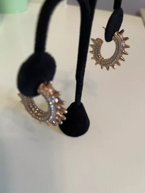 NIB $299 Atelier Swarovski Kalix Pierced Hoop Earrings Rose Gold Plated #5185957