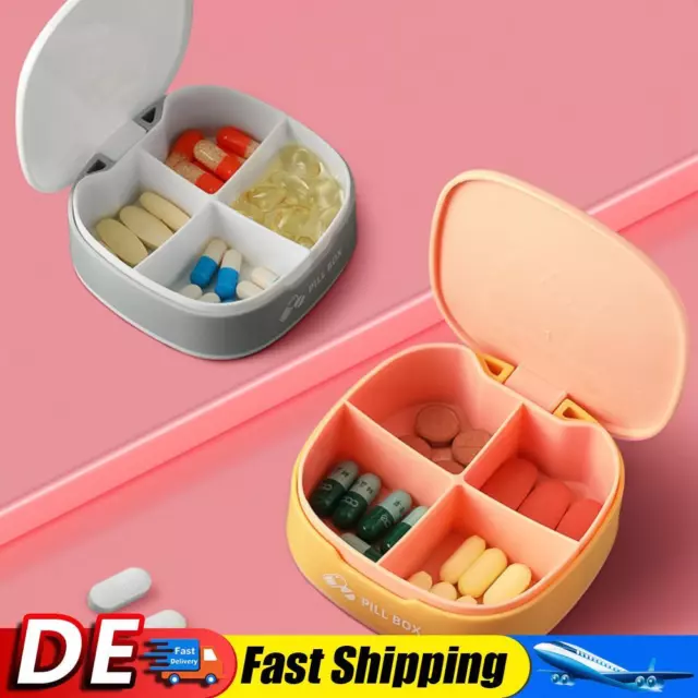 4 Gürtel Tabletten Pille Fall Kunststoff Medizin Pille Kapsel Box Spender (gelb)