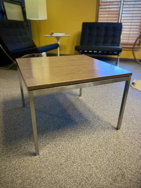 Florence Knoll Vintage Mid Century 24" Square Chrome Laminate Side / End Table