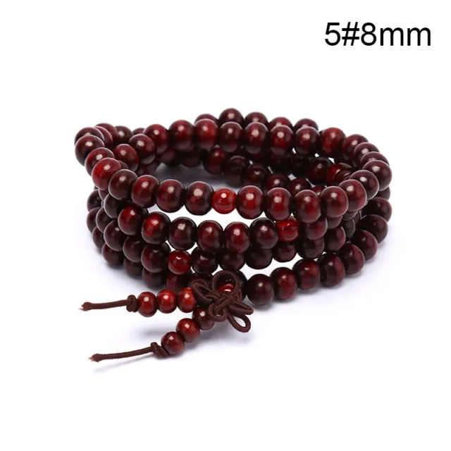 6/8mm Natural Sandalwood Buddhist Buddha Meditation Beads Bracelet For Women.-wf