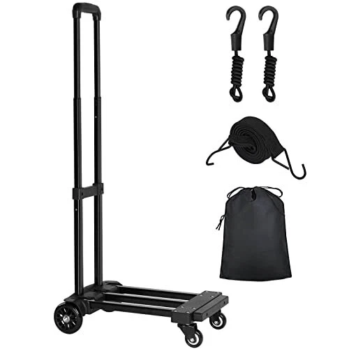 Folding Hand Truck, 290 lbs Heavy Duty Dolly Cart for Moving, Black 4-wheels