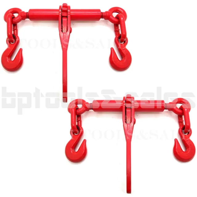(2) 1/4" or 5/16" RATCHET LOAD BINDER CHAIN EQUIPMENT TIE DOWN RIGGING