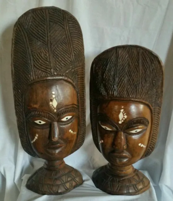Rare African Art, Tribal Art, Hand Carved Statue Busts