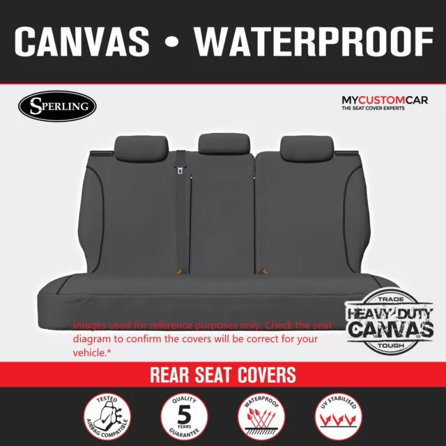 For Toyota HiLux SR Dual Cab 2005-2015 TRADIES Grey Canvas Rear Seat Covers