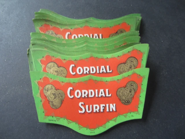 Wholesale Lot of 100 Old Vintage - CORDIAL SURFINE European Liquor - NECK LABELS