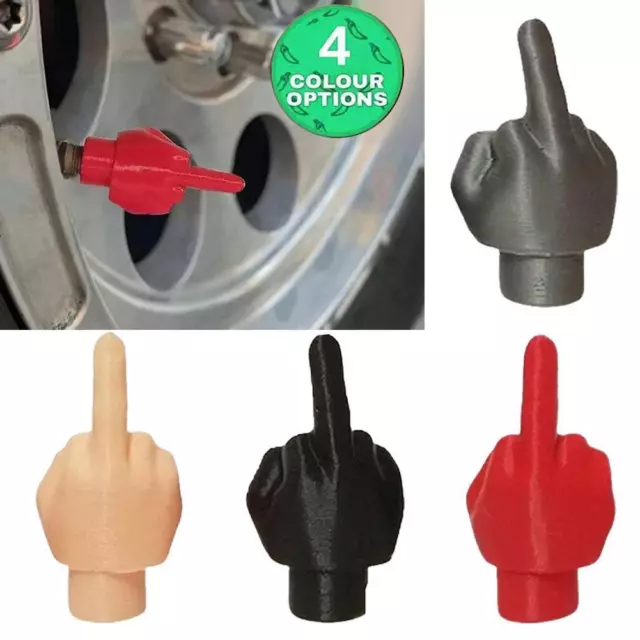 4Pcs Funny Middle Finger Car Tire Valve Cap Universal Air-Cap Prank SA Stem T8L6