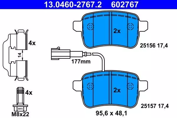 Kit pastiglie freno, Freno a disco ATE 13046027672 compatibile con FIAT