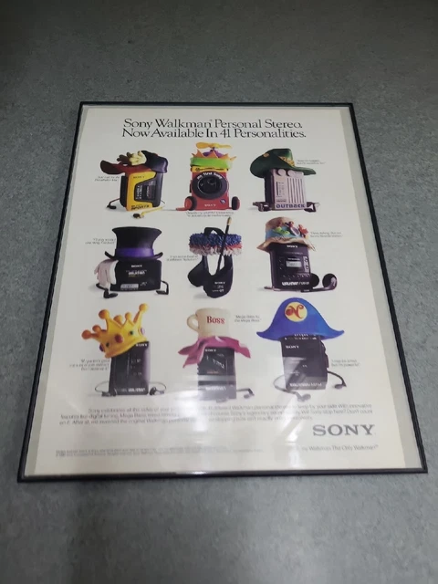 1990 FRAMED Sony Walkman 9 Models photo sports outback vintage print Ad 8.5 X 11