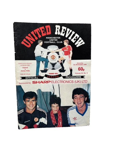 FOOTBALL PROGRAMME MANCHESTER United v Aston Villa 1988/1989 £1.97 PicClick