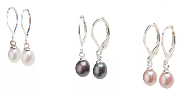 7mm Natural Teardrop Pearl on Sterling Silver