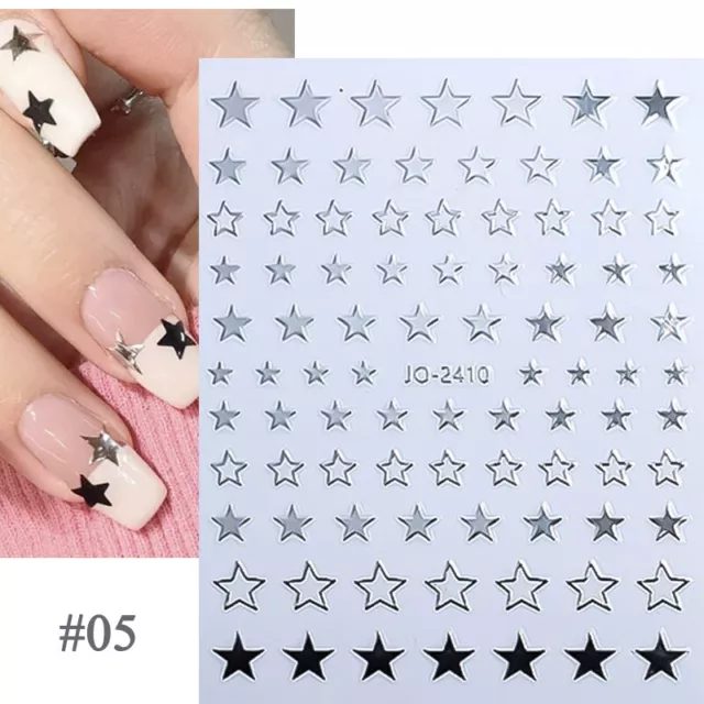 Nail Sticker 3D/5D Nail Art Sliders Decoration Decals DIY Manicure Gold Silver