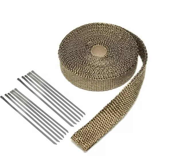 30M Auspuffband Basaltfaser Hitzeschutzband Krümmerband mit 30 Kabelbinder  Titan