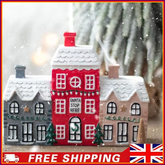Christmas Theme Incense Burner Village House Figurine for Home Decoration