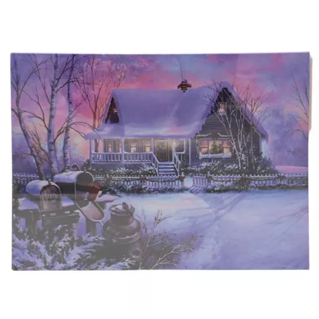 Weihnachten LED Leinwand Bild Beleuchtung Dekoration 30cm x 40cm - Hausszene 1