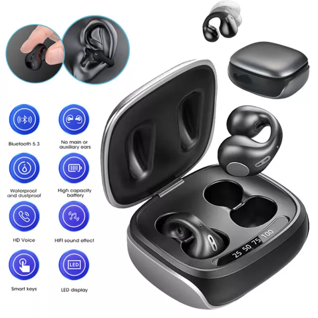 Open Ear Clip Earbuds Bluetooth 5.3 Wireless Headphones Sports Earphones Earhook