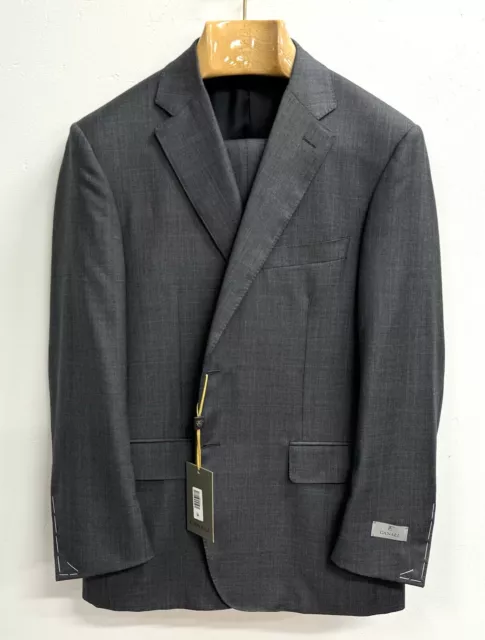 NWT Canali "SIENA" Grey Plaid Wool 2-Piece Suit, Regular Fit, (44S US), (54C EU)