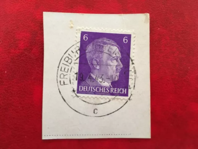 Briefmarke Deutsches Reich Adolf Hitler 6 Pfennig mit Freiburg Breisgau Stempel