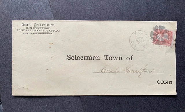 1865 Hartford Ct Fancy Cancel Civil War Adjutant General ! Discharged Soldiers ! 1865 Hartford Ct Fancy Cancel Civil War Adjutant General ! Discharged Soldiers !