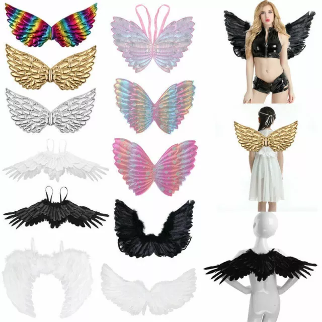 Kids Adult Fancy Dress Fairy Feather Angel Wings Dance Cosplay Costume Accessory