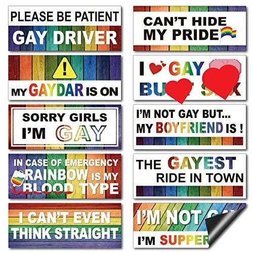 10 Pcs Magnetic Bumper Decals Funny Car Decals Rainbow Bumper Stickers Prank ...