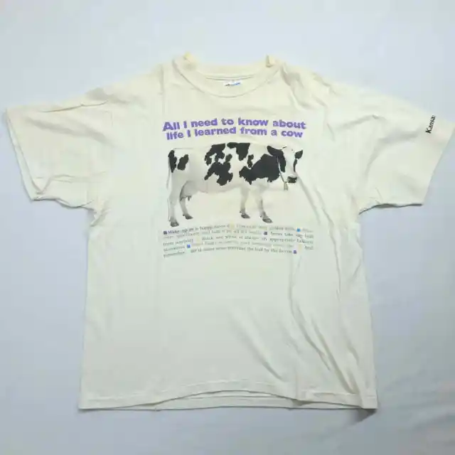 Vintage Single Stitch All I Need To Know I Learned From A Cow Kansas City Shirt