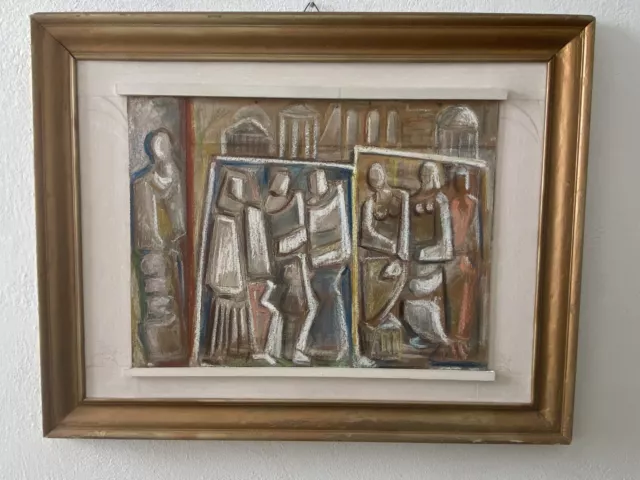 Grande Vecchio Quadro stile Futurista Sironi? Campigli? Dipinto 900 Futurismo