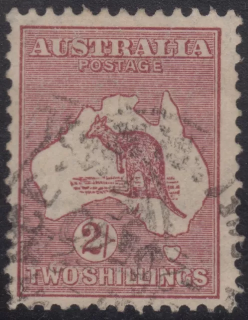 Kangaroo 2 shilling maroon CofA die II, 1R56 “flaw under Tasmania”, used 