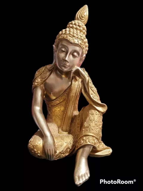 Thai Buddha Meditating Peace Harmony Gold Statue Spiritual 9"