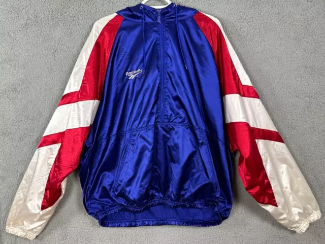 Vintage Reebok track suit mens XL red blue full zip jacket lined hoodie pants