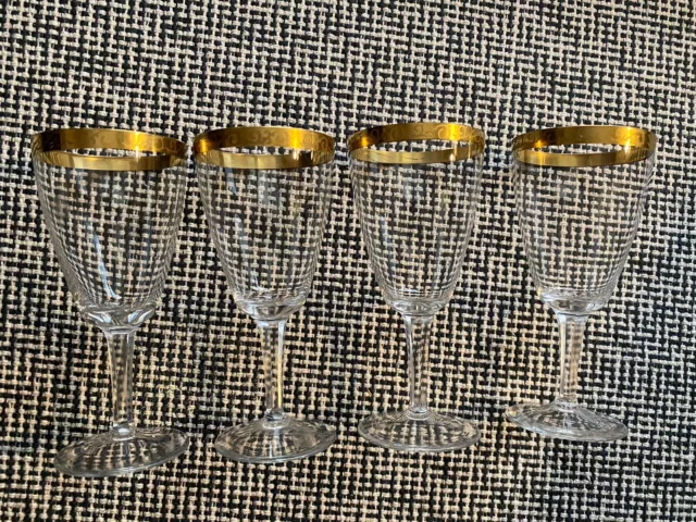 4 Stück 150ml Weinglas Sektglas Kristallglas Goldrand Vintage