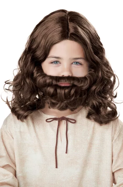 Biblical Child Jesus Wig and Beard Set Brown