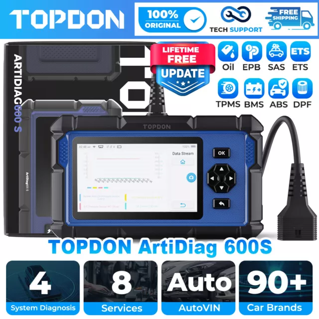 Dispositivo diagnostico professionale TOPDON AD600S OBD2 scanner motore/ABS/SRS/cambio tedesco VW