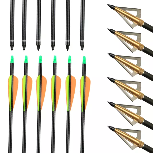 32'' Archery Fiberglass Arrows or/and Broadheads Recurve Compound Bow Hunting