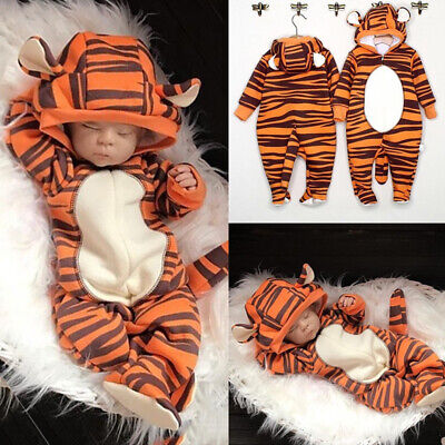 Baby Boy Girl Tiger Romper Long Sleeve Bodysuit Infant Babygrows Costume Outfits