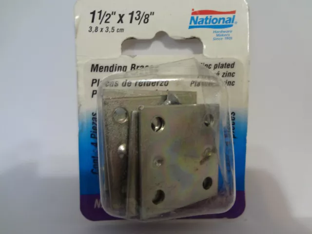 National Hardware Mending Braces N220-087 Zinc Plated 1-1/2" x 1-3/8"  (4 pk)